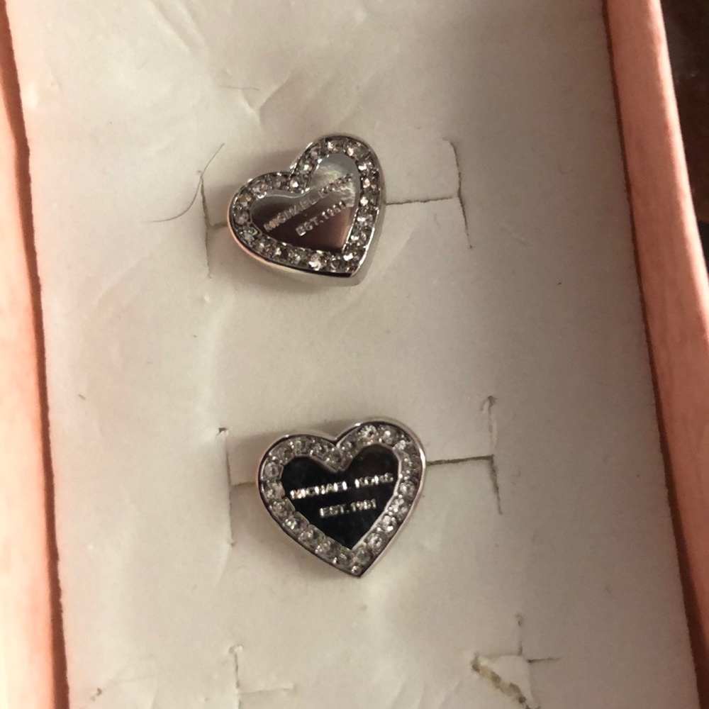 Michael kors silver heart earrings.